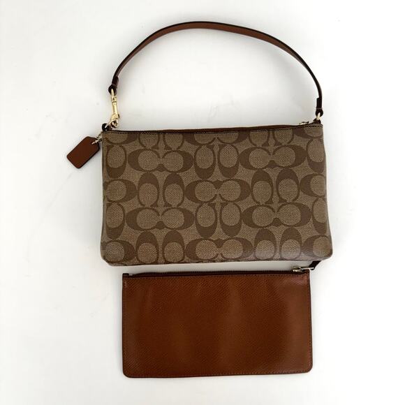 Coach Signature Shoulder Bag Baguette Pop-Out Removable Pouch F65806 Brown - Picture 5 of 14